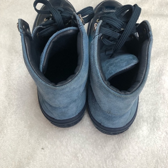 Jimmy Choo Size 8 Argyle Men's Lacquered Suede Dégradé High-Top Sneakers, Blue - Picture 5 of 14